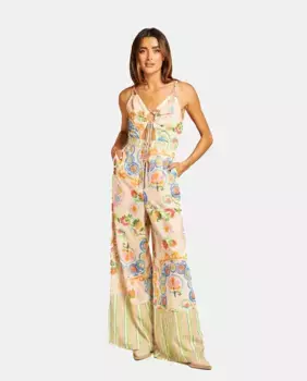 Женский комбинезон на бретелях с набивным рисунком Alma en Pena, бежевый