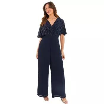 Женский комбинезон палаццо с крыльями летучей мыши и запахом Quiz QUIZ, синий