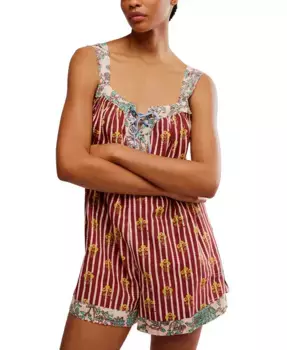 Женский комбинезон Port Au Prince без рукавов из хлопка с принтом Free People, красный