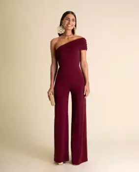 Женский комбинезон с асимметричным вырезом «бардо» The-Are, бордовый