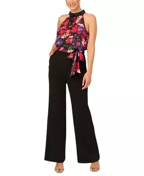 Женский комбинезон с бретелькой на бретельках с цветочным принтом Adrianna Papell, черный