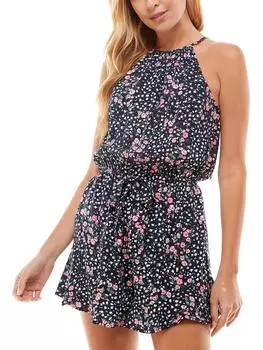 Женский комбинезон с цветочным принтом Juniors Smocked Be Bop, темно-синий/розовый