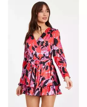 Женский комбинезон с длинными рукавами и запахом QUIZ, мультиколор