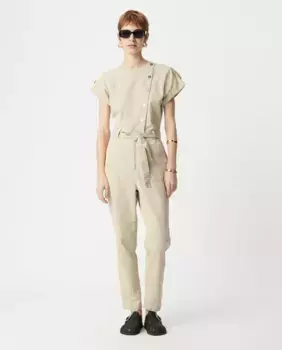 Женский комбинезон с коротким рукавом и поясом IKKS, бежевый