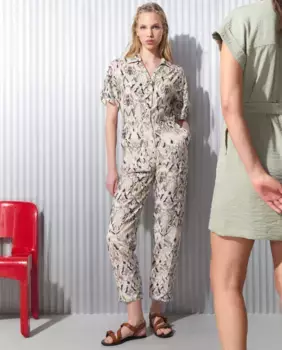 Женский комбинезон с коротким рукавом и поясом из рафии Easy Wear, цвет Crudo