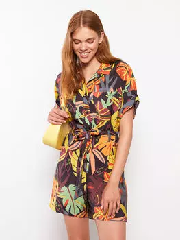 Женский комбинезон с коротким рукавом и воротником-рубашкой LCW Limited