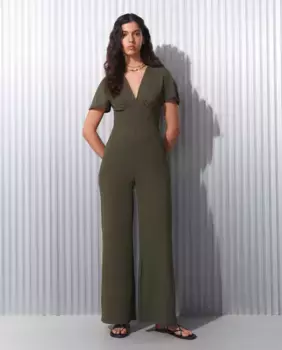 Женский комбинезон с короткими рукавами и цветочным принтом Easy Wear, хаки