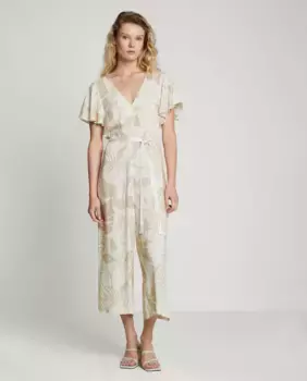 Женский комбинезон с короткими рукавами и укороченным подолом Trucco, бежевый