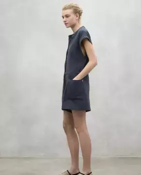 Женский комбинезон с короткими рукавами, круглым вырезом и талией на шнурке Ecoalf, темно-серый