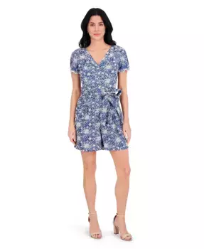 Женский комбинезон с кружевными вставками, короткими рукавами и поясом kensie, синий