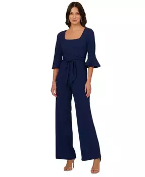 Женский комбинезон с квадратным вырезом, расклешенными рукавами и широкими брючинами Adrianna Papell, синий