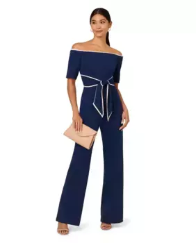Женский комбинезон с открытыми плечами и завязкой на талии Adrianna Papell, синий