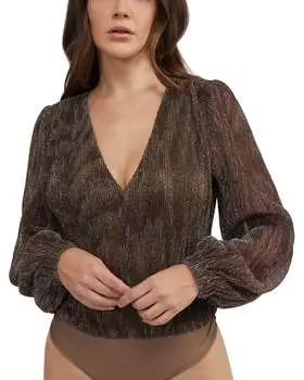 Женский комбинезон с рукавами-фонариками и люрексом Bebe, цвет bronze