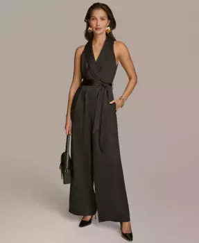 Женский комбинезон с шалью и завязкой на талии Donna Karan New York, черный