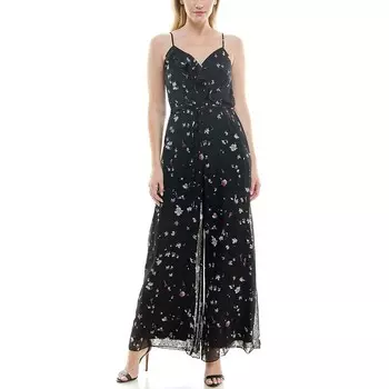 Женский комбинезон с струящимся цветочным принтом Maison Tara, черный