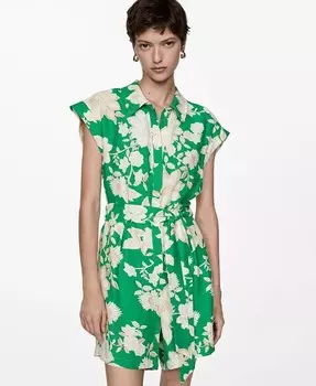 Женский комбинезон с тропическим принтом MANGO, зеленый