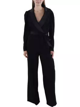 Женский комбинезон с воротником-стойкой и поясом Adrianna Papell, черный