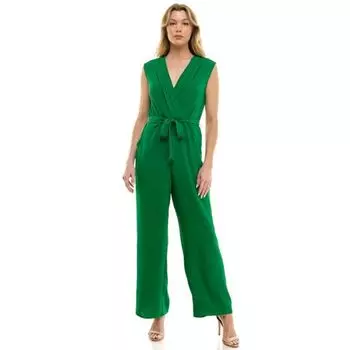 Женский комбинезон с запахом и широкими брючинами Luxology, цвет deep green