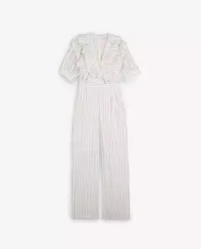 Женский комбинезон с застежкой-молнией сзади и оборкой Scalpers, тёмно-синий