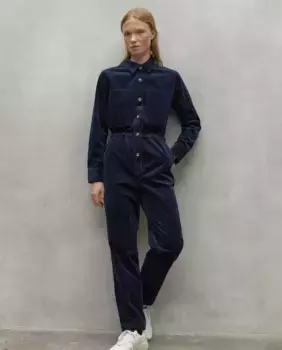 Женский комбинезон с застежкой на пуговицы спереди и рубашечным воротником Ecoalf, темно-синий