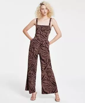 Женский комбинезон широкого кроя с квадратным вырезом и вырезом по бокам Bar III, коричневый