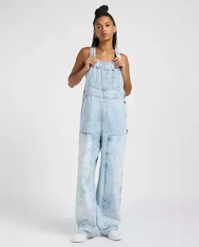 Женский комбинезон свободного кроя из потертого денима Lee, голубой
