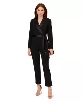 Женский комбинезон в стиле смокинга с длинными рукавами Adrianna Papell, черный