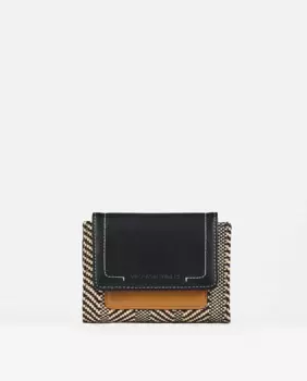 Женский комбинированный кошелек из рафии среднего цвета коричневого и черного цветов PACOMARTINEZ, многоцветный