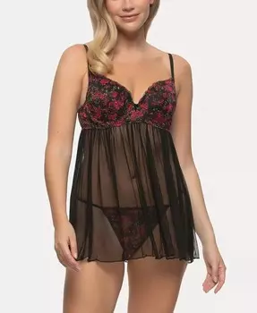 Женский комплект Babydoll из кружева и сетки Besame Jezebel, черный