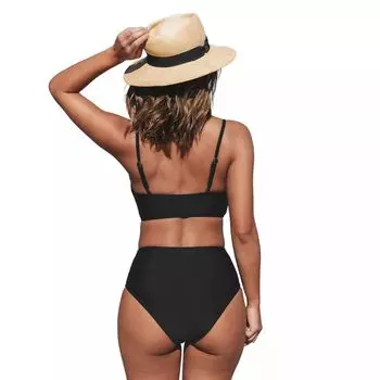 Женский комплект бикини из двух частей CUPSHE с закручивающимся верхом и низом с завышенной талией CUPSHE