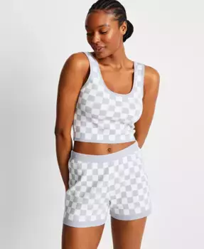 Женский комплект для отдыха с клетчатым бралеттом и шортами State of Day, серый