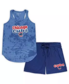 Женский комплект для сна больших размеров Royal Chicago Cubs с майкой Cloud и шортами Concepts Sport, синий