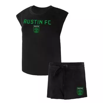 Женский комплект для сна, черная футболка и шорты Concepts Sport Austin FC Intermission