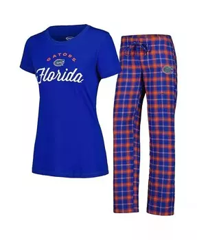 Женский комплект для сна из оранжевой футболки Florida Gators Arctic и фланелевых брюк Royal Concepts Sport, синий