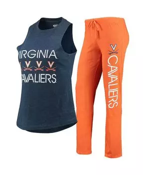 Женский комплект для сна из оранжевой и темно-синей майки и брюк Virginia Cavaliers Concepts Sport