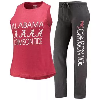 Женский комплект для сна на бретелях и брюках Concepts Sport Charcoal/Crimson Alabama Crimson Tide