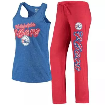 Женский комплект для сна на бретелях и брюках Concepts Sport Red/Royal Philadelphia 76ers Racerback