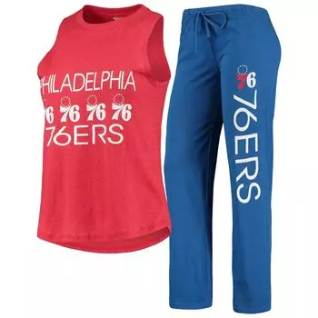 Женский комплект для сна на бретелях и брюках Concepts Sport Royal/Red Philadelphia 76ers
