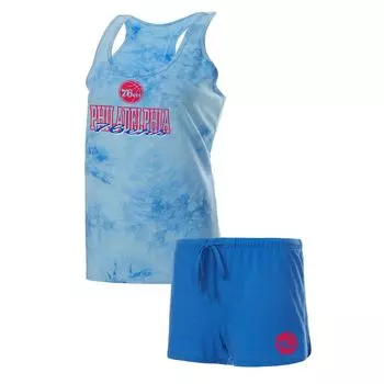 Женский комплект для сна на бретелях и шортах Concepts Sport Royal Philadelphia 76ers Billboard Racerback