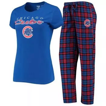Женский комплект для сна с футболкой и брюками Concepts Sport Royal/красный Chicago Cubs Lodge