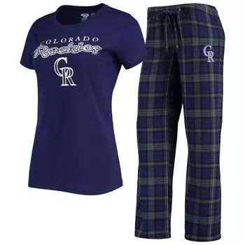 Женский комплект для сна с футболкой и брюками Concepts Sport фиолетового/черного цвета Colorado Rockies Lodge