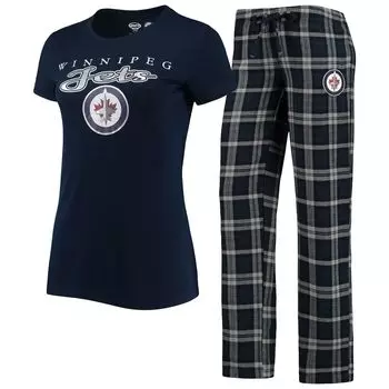 Женский комплект для сна с футболкой и брюками Concepts Sport, темно-синий/серый Winnipeg Jets Lodge