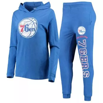 Женский комплект для сна с капюшоном и брюками Concepts Sport Royal Philadelphia 76ers