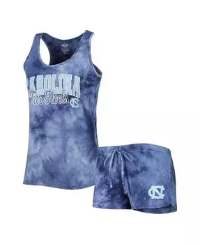 Женский комплект для сна с майкой и шортами Billboard Tie-Dye темно-синего цвета North Carolina Tar Heels Concepts Sport, темно-синий