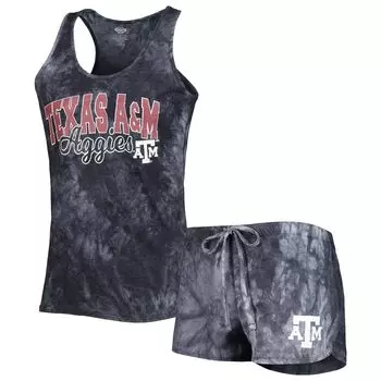 Женский комплект для сна с майкой и шортами Concepts Sport Charcoal Texas A&M Aggies Billboard Tie Dye