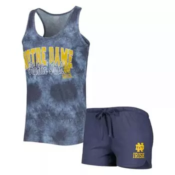 Женский комплект для сна с майкой и шортами Concepts Sport Navy Notre Dame Fighting Irish Billboard Tie Dye
