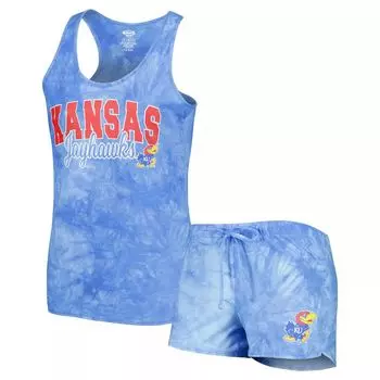 Женский комплект для сна с майкой и шортами Concepts Sport Royal Kansas Jayhawks Billboard Tie Dye