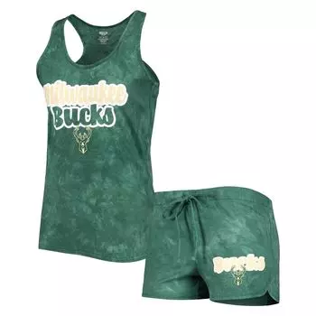 Женский комплект для сна с майкой и шортами на бретелях Billboard Sport Hunter Green Milwaukee Bucks Billboard