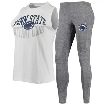 Женский комплект для сна, темно-серый/белый, Penn State Nittany Lions, топ на бретелях и леггинсы Concepts Sport