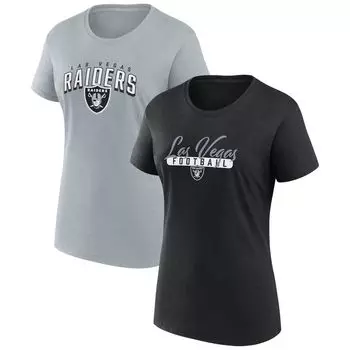 Женский комплект фанатских футболок черного/серого цвета с логотипом Fanatics Las Vegas Raiders Fanatics